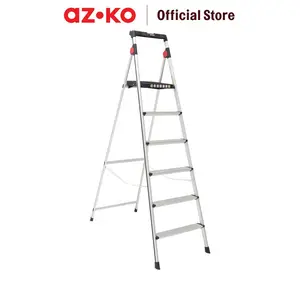 AZKO Fixsteps Tangga Lipat Aluminium American Type 6 Step Multifunction Household Ladder Perlengkapan Rumah Tangga Buka Tutup Foldable Ladder
