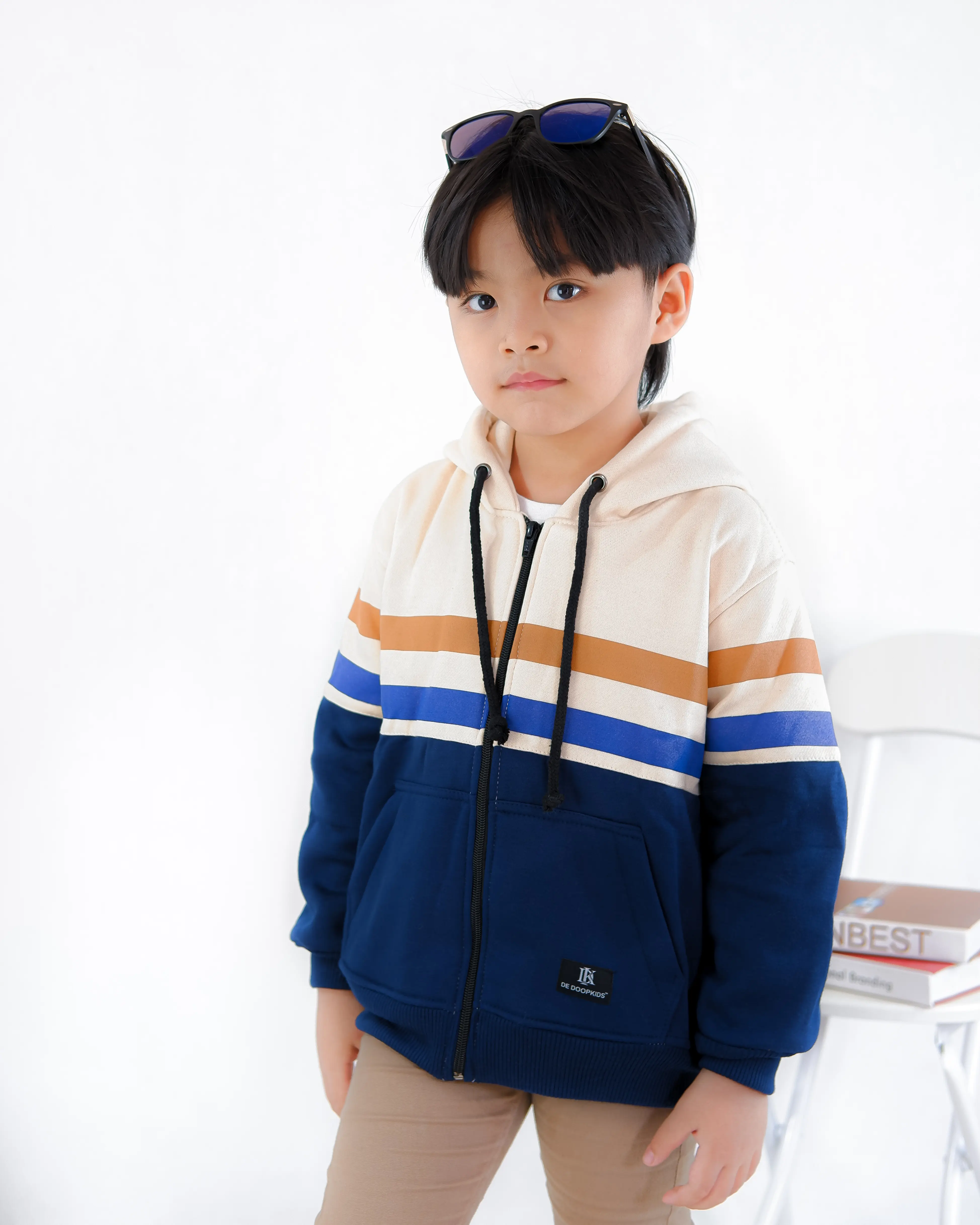 Jaket Sleting Dewasa & Anak / Switer Hoodie Motif Garis Anak Laki Laki & Perempuan Fashion Pakaian