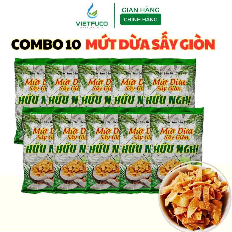  Combo 10 gói Mứt dừa khô sấy giòn Hữu Nghị   10 gói x 275g   