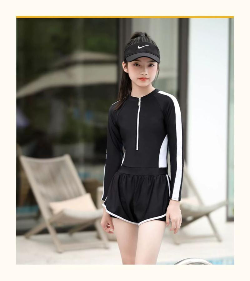 Product Introduction of Children's Swimsuit Girls' Swimsuit Middle and Older Children's New Junior High School Student Conservative Professional Training One-Piece Swimsuit 9
