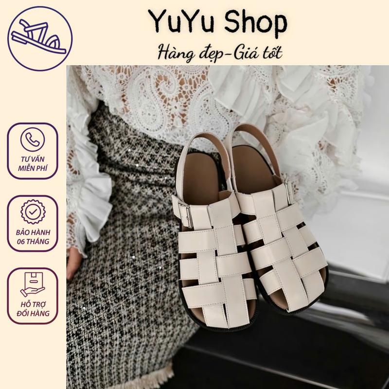 Sục dọ sandal nữ mùa thu đông đế bằng 2cm tôn chân