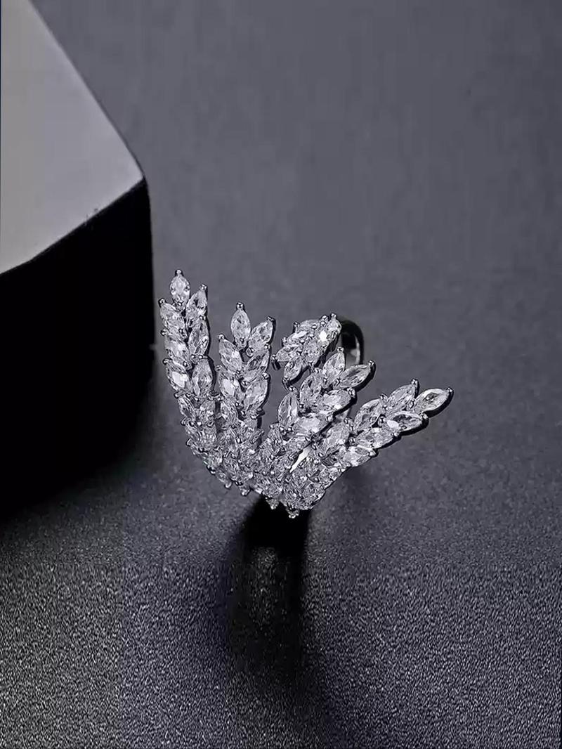 Product Introduction of Tree Branch Design Artificial Zircon Inlaid Cuff Ring, Fashion Accessories for Women, Trendy All-match & Exquisite Jewelry for Birthday Gift 8