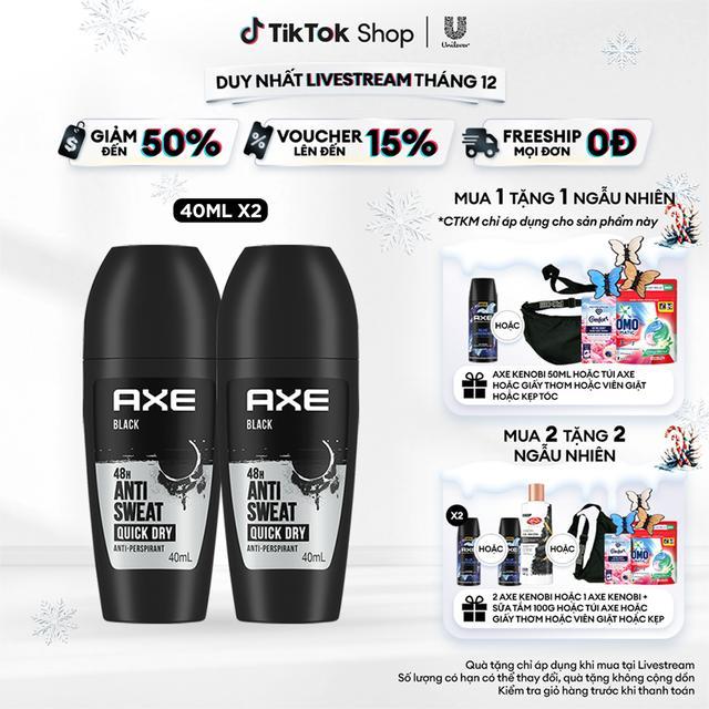  Combo 2 Lăn khử mùi Axe hương nước hoa Black 40ml nam tính hỗ trợ ngăn mùi  1  