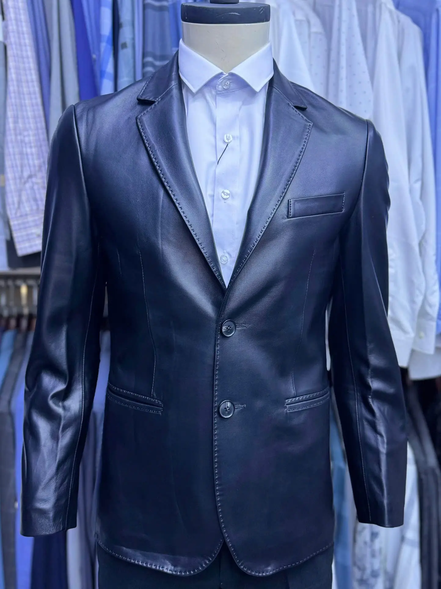 (AD18) Áo da cừu trơn Vest năm 2024 trẻ trung hiện đại cao cấp