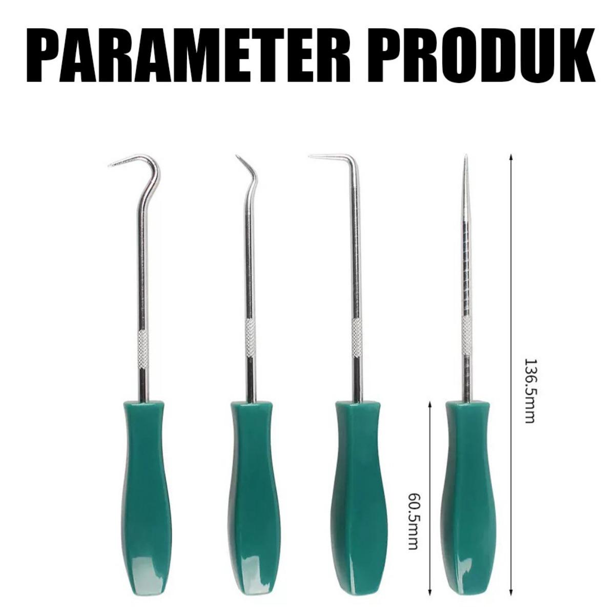 4PCS Set Alat Kait Presisi, Tool Kit Bengkel Multifungsi untuk Bongkar Seal Ring, Crank Spacer, O-Ring Puller, Karet Gasket Remover - Perangkat Servis Mobil, Motor, Sepeda & Suku Cadang Mekanik