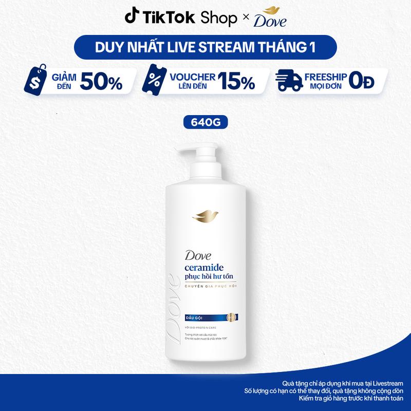  1  Dầu gội dưỡng ẩm DOVE Hỗ Trợ Phục Hồi Và Dưỡng Tóc Suôn Mượt Khỏe Đẹp 640g 