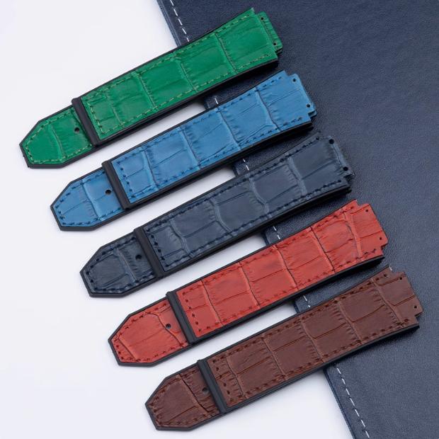 Dây da cá sấu đồng hồ HUB size 42mm nam, 38mm nam, 34mm nữ tặng kèm tuavit thay dây Nhung Voi