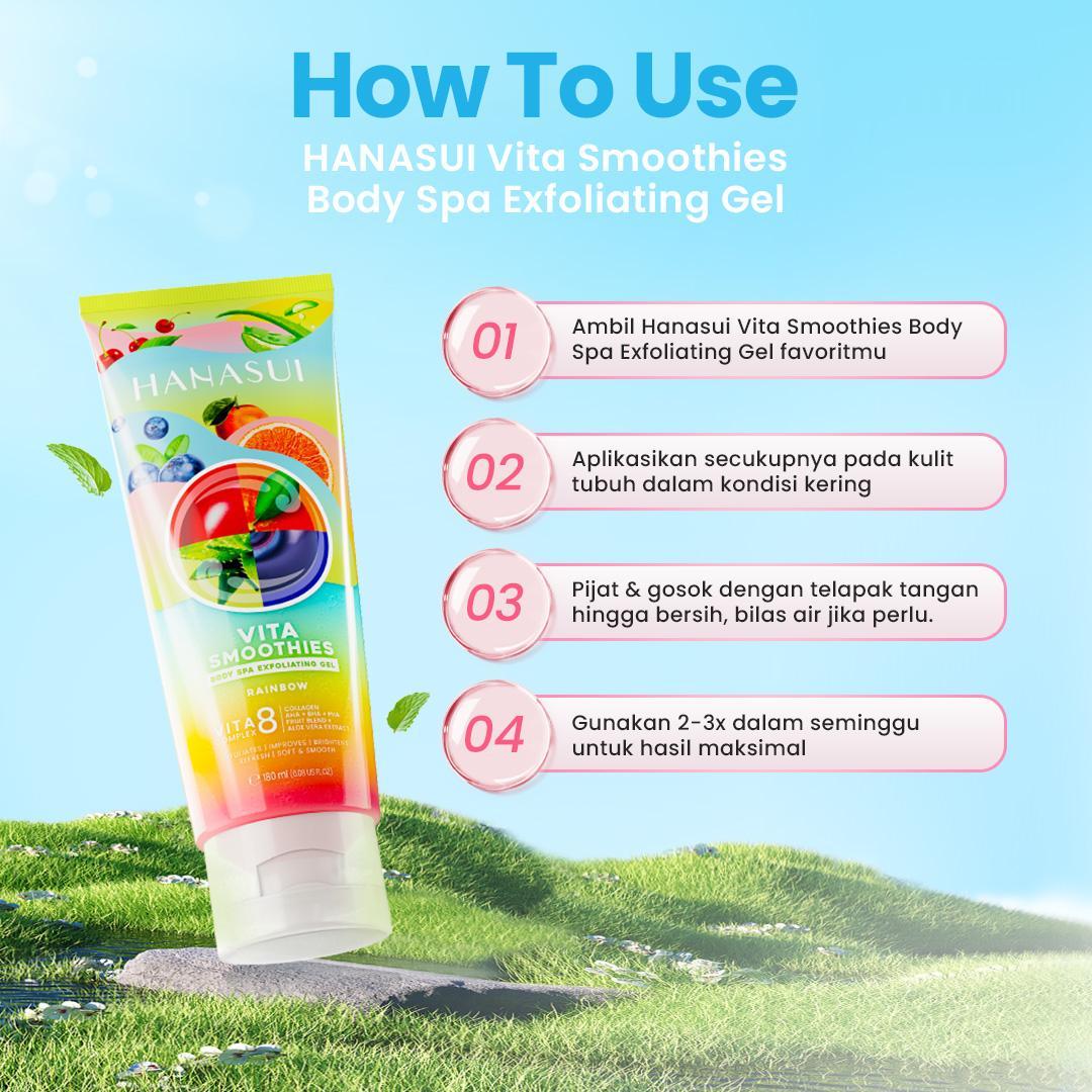 Hanasui Vita Smoothies Body Spa Exfoliating Gel 180ML - VITA 8 Complex Double Exfoliator Mengangkat Sel Kulit Mati & Menjaga Kelembapan Kulit Hanasui Vita Smoothies Body Spa Exfoliating Gel 180ML - VITA 8 Complex Double Exfoliator Mengangkat Sel Kulit Mati & Menjaga Kelembapan Kulit