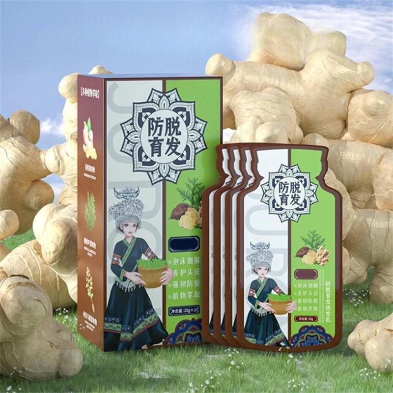 (Combo 40 Gói)Hộp 10 Gói Dầu Gội Gừng Tưởi Hỗ Trợ Chống Rụng Tóc Và Kích Thích Mọc Tóc Giúp Tóc Chắc Khoẻ Tự Nhiên Cho Nam Nữ-LUTAMALY 2