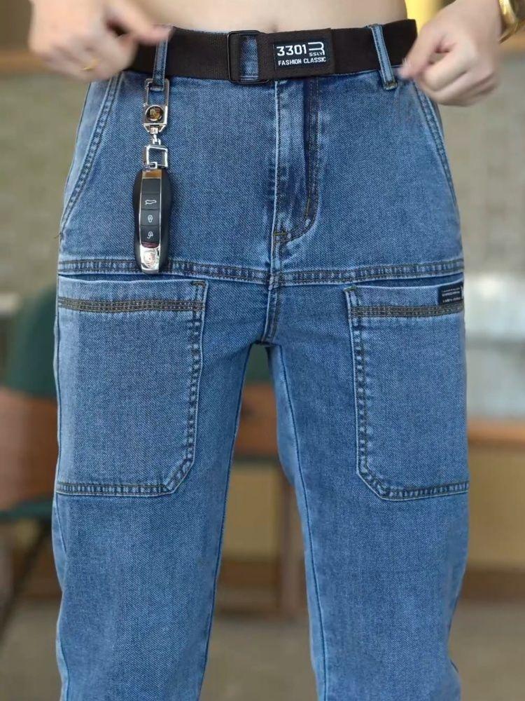 Product Introduction of Stretch Men's Jeans All-Matching Straight Six Pockets Pocket Casual Pants New Chinese Trousers 3