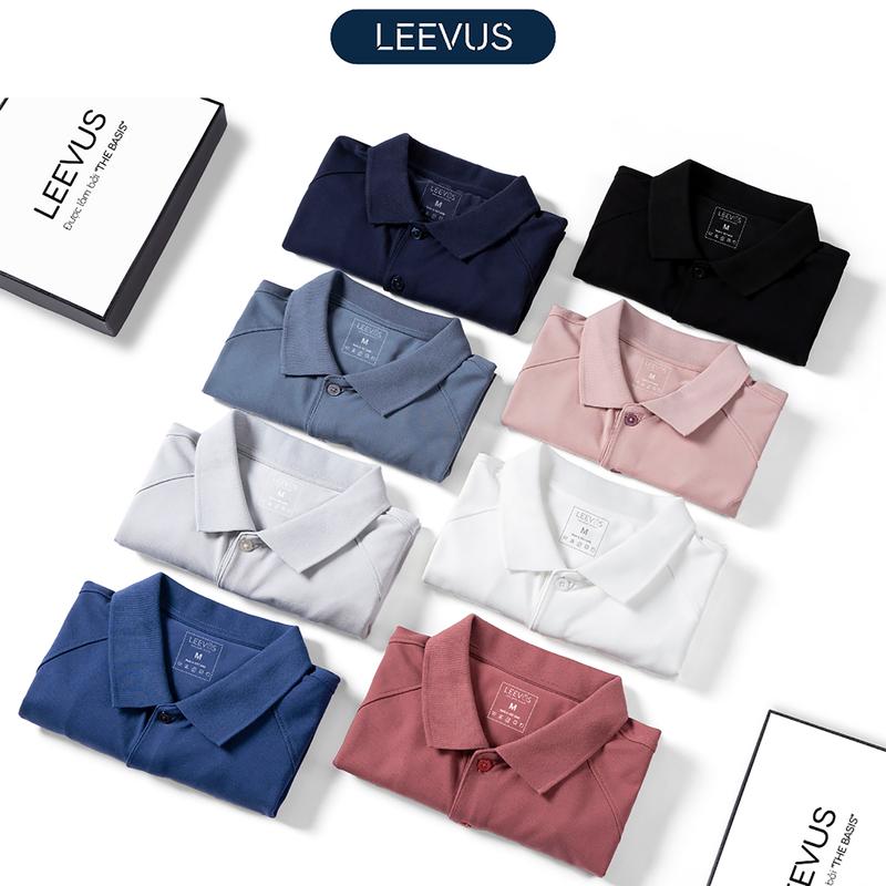 TẶNG HỘP CHO ĐƠN TỪ 499K Áo polo nam Leevus màu sắc hài hòa phối gân dọc đơn giản tinh tế - APL37