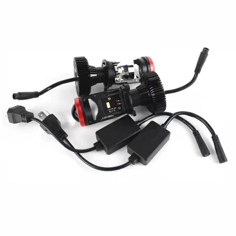 Sepasang 2PCSKemasan Baru Y7D Lampu Led Mobil Y6D Y8D Mini Projie H4 120 Watt 30000LM Super Bright H4 Mini Projector Lens Lensa Motor Mobil Headlight Headlamp-Sepasang Lampu Car 4