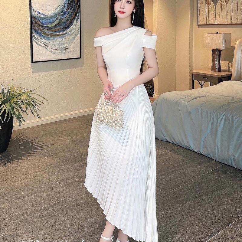 Đầm dập ly dự tiệc cao cấp váy trễ vai đuôi cá cô dâu T01 cho nữ thích tỏa sáng trong các dịp quan trọng cao157cm -170cm Women Dress Nhung Voi Nhung Voi Nhung Voi Sen Kem