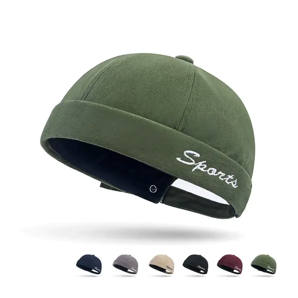 Embroidered Landlord Hat Unique Casual New Brimless Cap Summer Universal Melon Skin Hat for  Street Style Urban Wear Men Women Unisex  Wear Outdoor