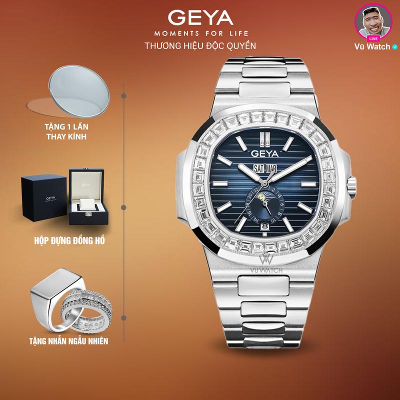Đồng hồ cơ nam GEYA G78092 [4143] dây kim loại | Tặng hộp đựng, 1 lần thay kính miễn phí & 1 chiếc nhẫn ngẫu nhiên
