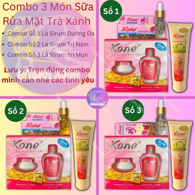  Combo Sữa Rửa Mặt Trà Xanh - Serum - Kem Dưỡng Kone Thái Lan  Chăm Sóc Da Tối Ưu  kone thai 