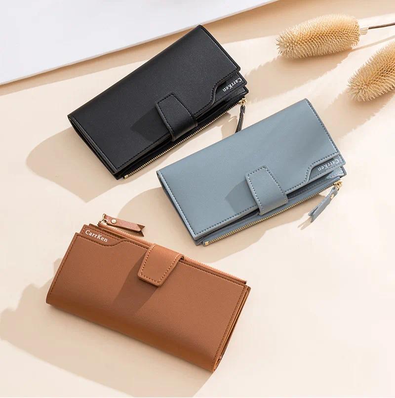 Product Introduction of Women's Wallet 2024 New Korean Edition Multi functional Large Capacity Three fold Wallet Zipper Buckle PU Handbag baguette  bag 3