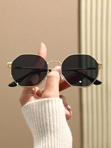 Lentes de sol con marco geométrico a la moda para mujer, lentes casuales y modernos para uso diario, accesorios de moda para actividades al aire libre