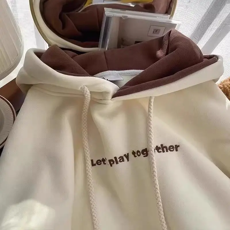 Áo Hoodie Mỏng, Thêu Gấu Và Tai Thỏ Dễ Thương, Dành Cho Nữ, Thích Hợp Cho Mùa Xuân Và Mùa Thu, Ngoại Cỡ, Dáng Rộng Rãi Và Thường Ngày, Áo Khoác 2