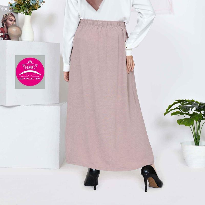 Rok  Panjang CRINKLE Airflow / Dayli Rok JUMBO / Rok Crinkle Murah Serut Tali Terbaru  Muslim Wanita Dewasa Katun 6
