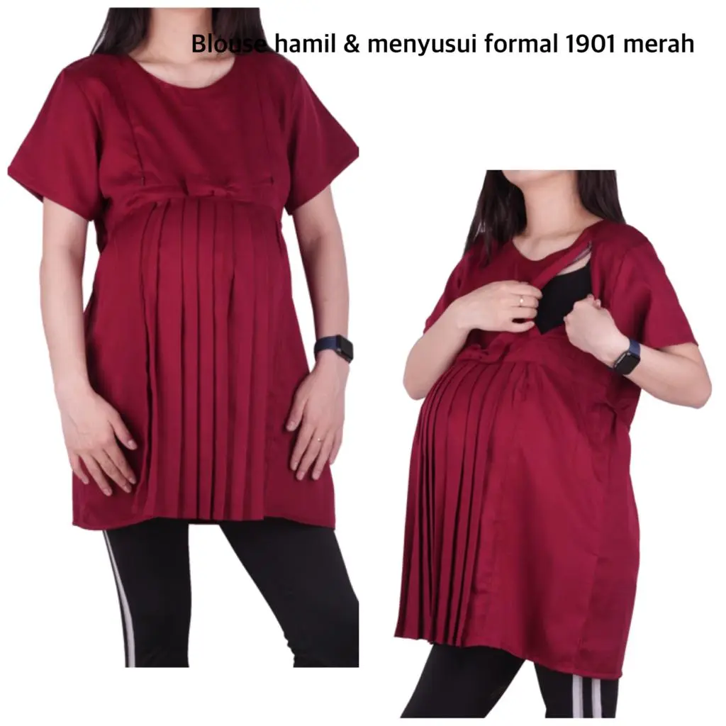 Blouse Hamil Dan Menyusui Pendek Plisket 1901