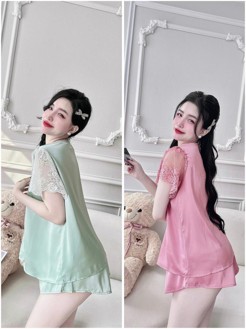 Product Introduction of Bộ Đồ Ngủ Nữ Đùi HEUN YOUNG Lụa Ren Tiểu Thư Nút Bọc 45-65kg - OD2 Women Áo Thun 4