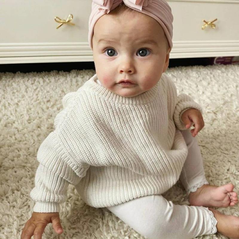 Product Introduction of Baby Girls Boys Autumn Winter Knit Sweater Solid Color Long Sleeve Crewneck Knitwear 29