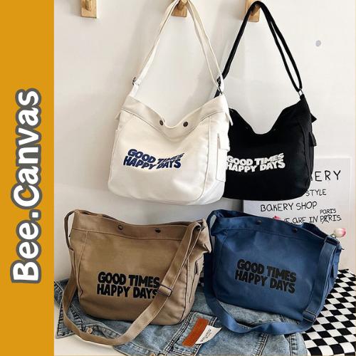  Túi đeo chéo canvas túi tote vải đeo vai in chữ cho nam nữ Unisex đi học đi chơi đựng vừa laptop Bee Canvas Bag Chữ Nhật Hình Chữ Nhật 