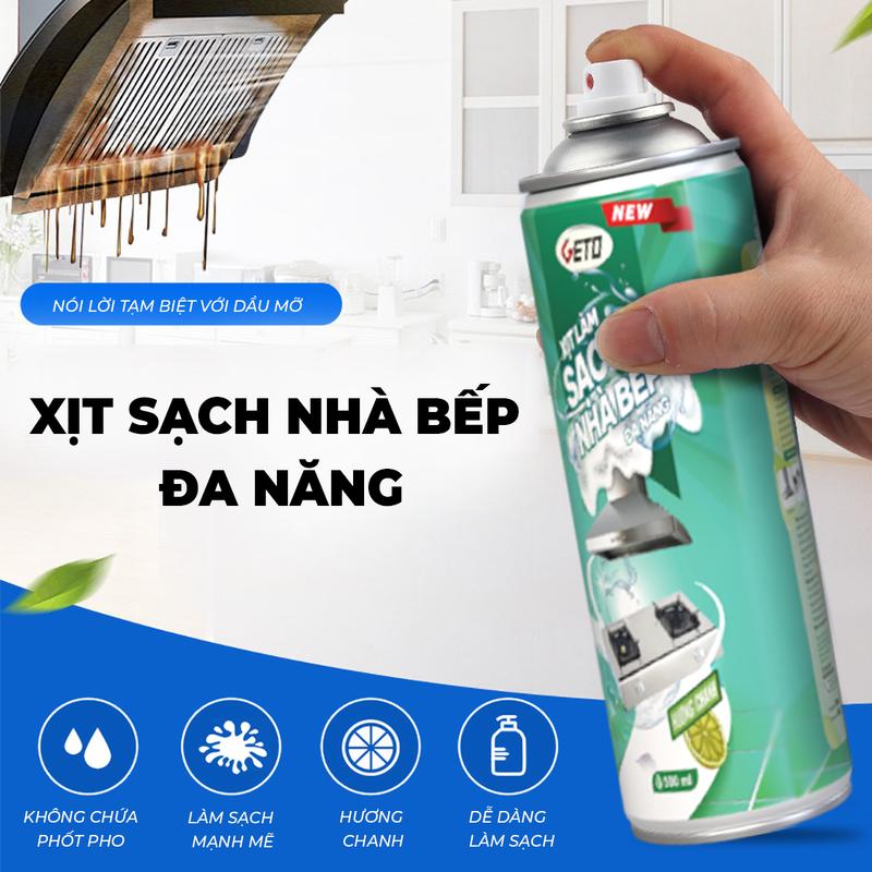 [Đa Kho] Bình xịt tẩy dầu mỡ nhà bếp GETO 500ml đánh bay vết bẩn cứng đầu trên xoong nồi,tường gạch, lưới máy hút mùi Làm Sạch