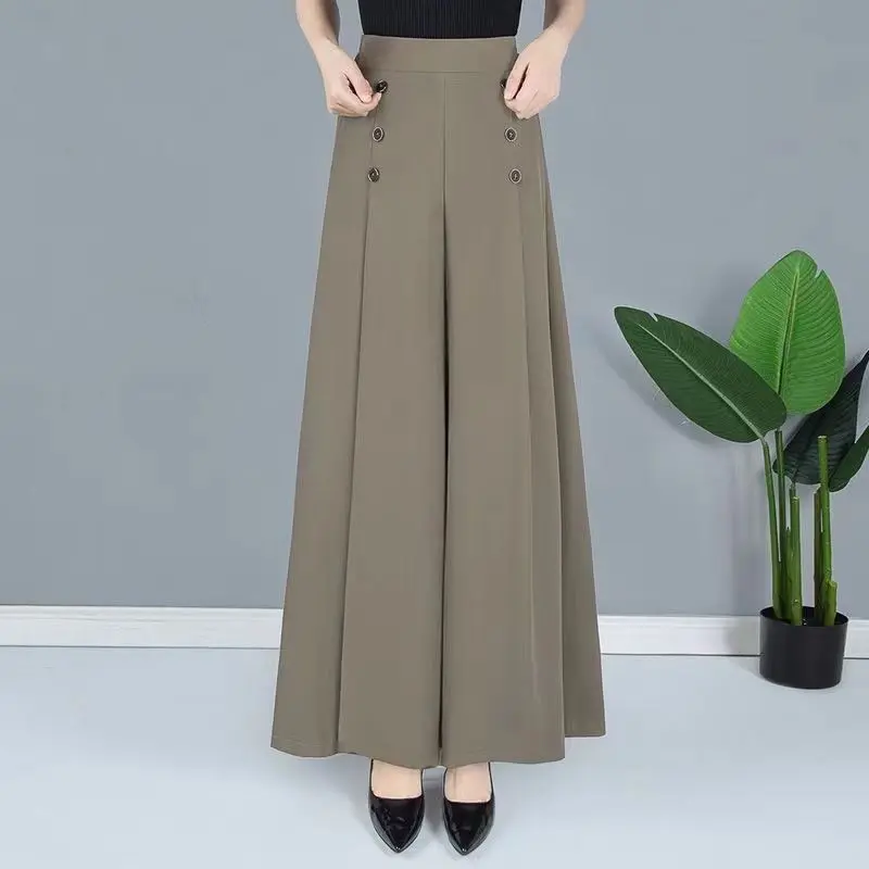 Quần Dài Váy Dáng Rộng, Mỏng Mùa Hè, Dành Cho Phụ Nữ Trung Niên, Phong Cách Mới, Bó Sát Cao Cấp, Chống Nhăn, Quần Ống Rộng Cropped Xén, Thích Hợp Cho Phụ Nữ Và Phụ Huynh