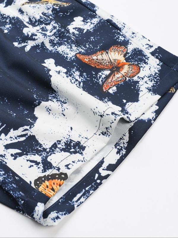 Men's Regular Fit Skull & Butterfly Print Boxer Briefs, Casual Comfy Breathable Shorts for Summer, Men's Bottoms for Daily Wear 3