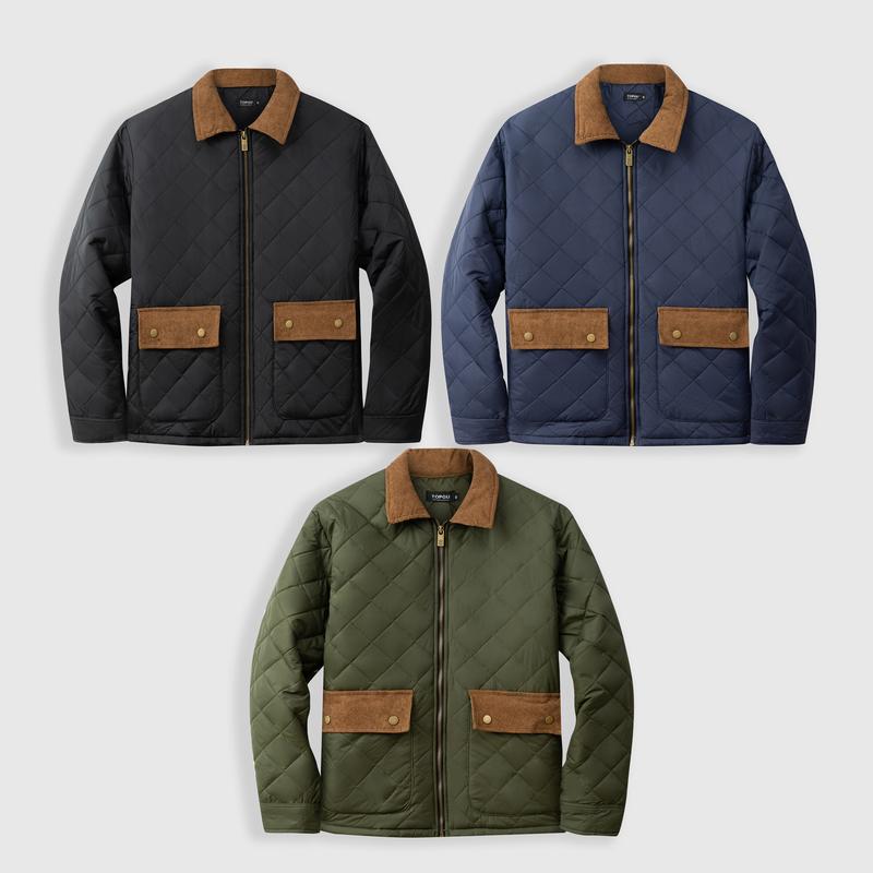 Áo khoác TOPGU cổ Nhung Trần Ô, chất liệu gió trần bông cao cấp Jacket