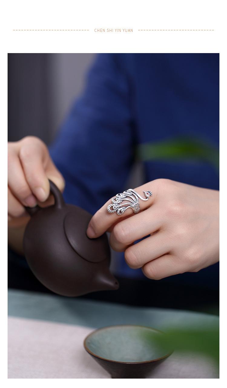 Product Introduction of New New Wide Face Ring for Women's Ethnic Style Phoenix Peacock Old Ring Ring Creative Retro Live Mouth Jewelr 1