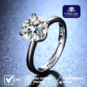 Finesse Jewelry - Cincin Silver 925 1.0CT - Amara - Perhiasan Lapis Emas 18K -Certified Moissanite