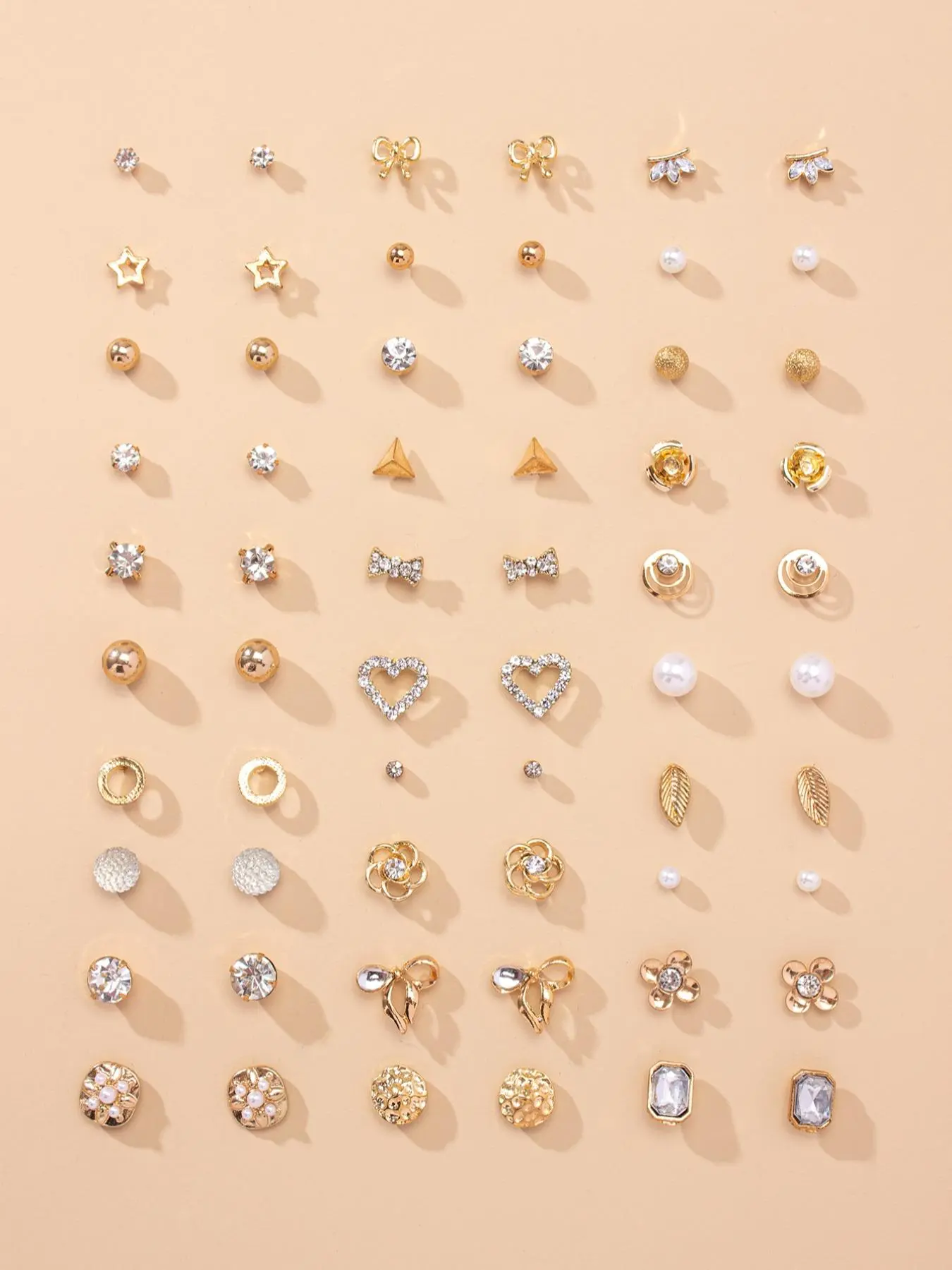Elegant Rhinestone & Faux Pearl Decor Stud Earrings for Gift, Heart Bow Flower Round Geometric Design Jewelry, Trendy Kawaii Accessories for Daily Life,  Vintage Jewelry