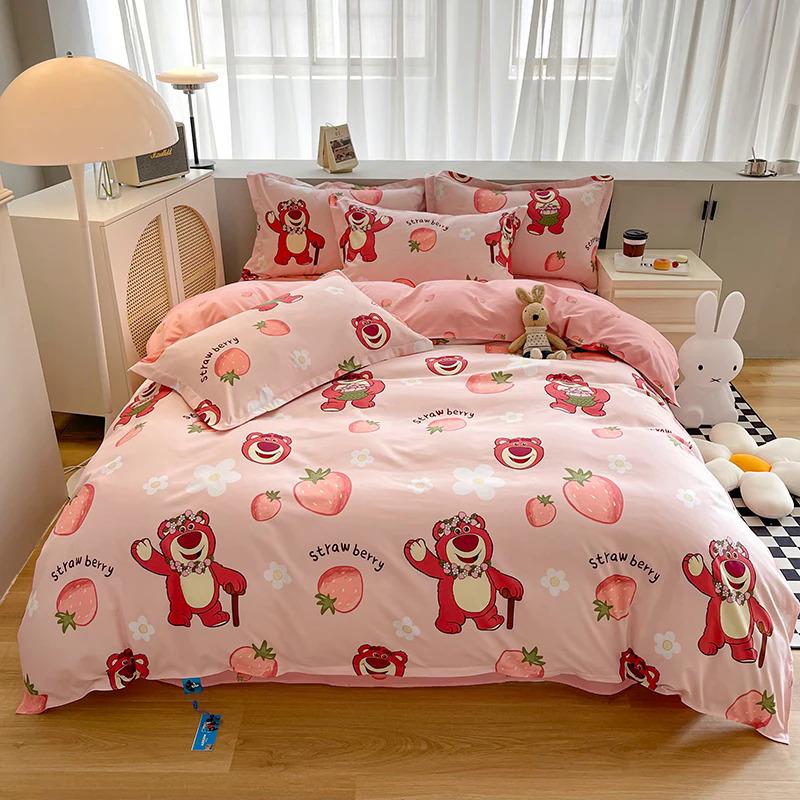 Product Introduction of EGW spring bedding set 3PCs cartoon Boys Girls bed linen Grey Lion pink bear pillowcase printed home linen for children kids 11