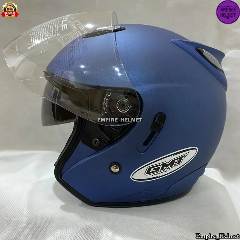 Helm Half Face Gmt Centro Double Visor Solid Polos Original Paket Ganteng Bonus Gratis Spoiler+Stiker Helem Pria Wanita Dewasa STandar Sni 2