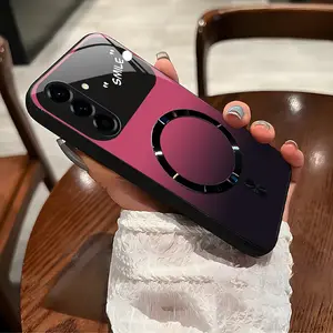 Cocok untuk casing ponsel Galaxy A56 Casing ponsel kaca tahan guncangan magnetik gradien baru dalam berbagai warna.-BLK