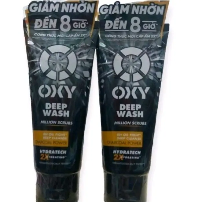 KEM RỬA MẶT CHO NAM GIÚP SẠCH SÂU NHỜN SÁNG DA OXY 100G, VỚI HẠT MASSAGE THAN ĐEN