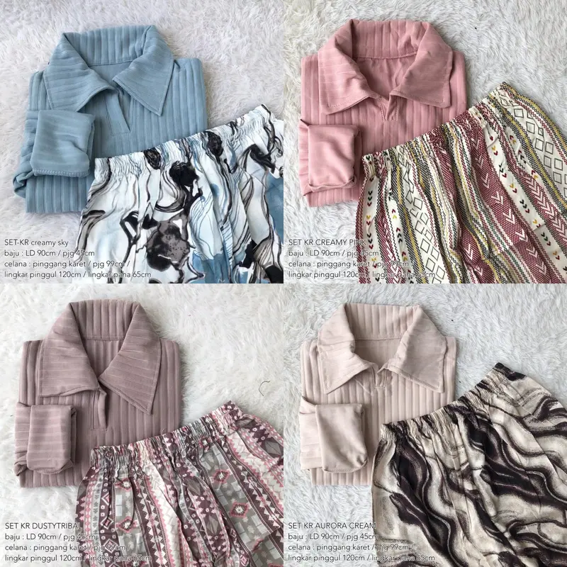 Set Baju Celana Wanita Setelan Panjang Wanita Nyaman Dewasa Katun 1
