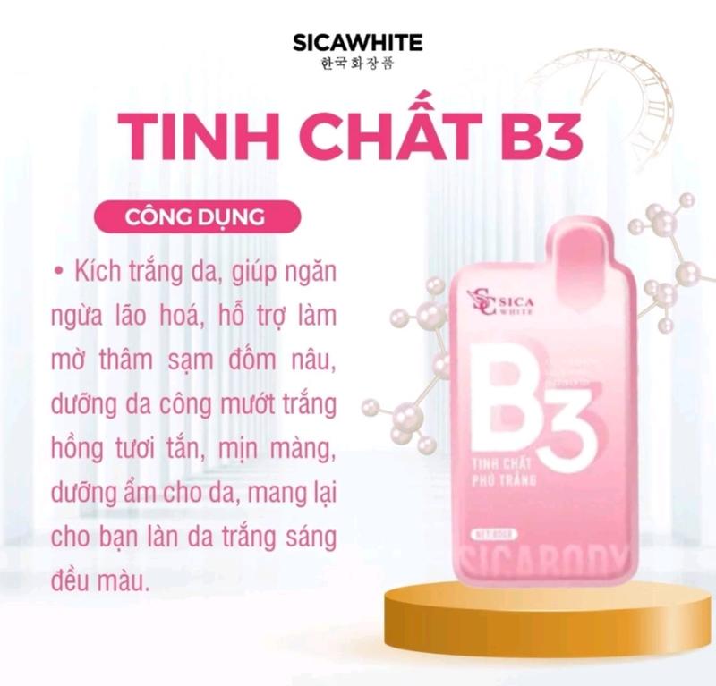 Product Introduction of 2 gói tinh chất phủ trắng B3, giúp kích trắng da, hỗ trợ làm mờ thâm sạm đốm nâu. 4