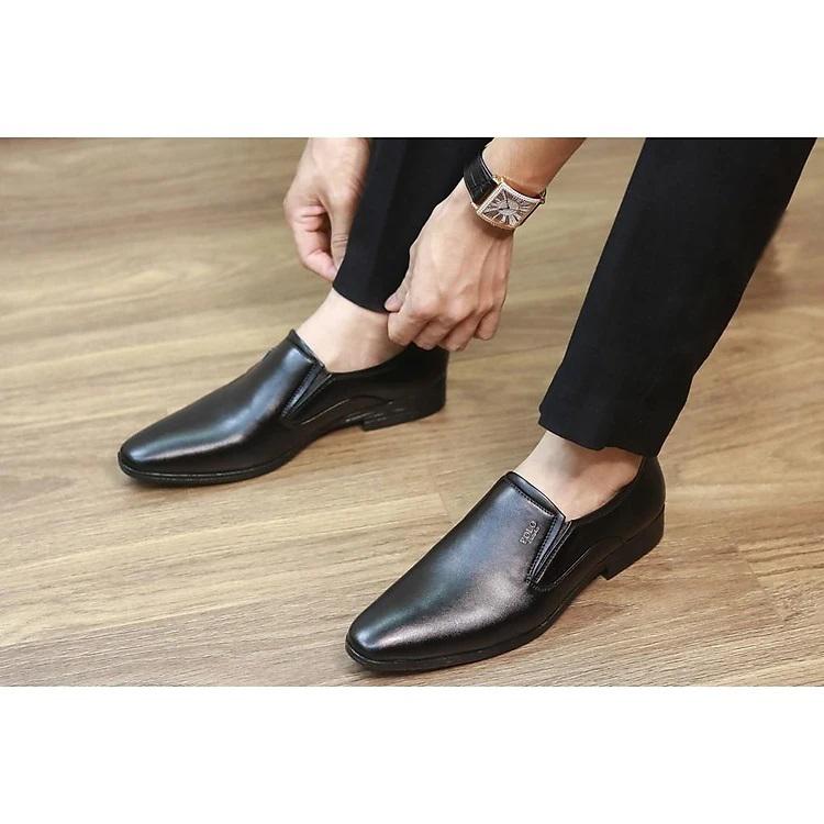 Giày Tây Nam, Công Sở Cao Cấp POLO, Đế Khâu Cao Su, Da PU, Phong Cách Hàn Quốc - Shoes Đế Bằng Đế Cao 6
