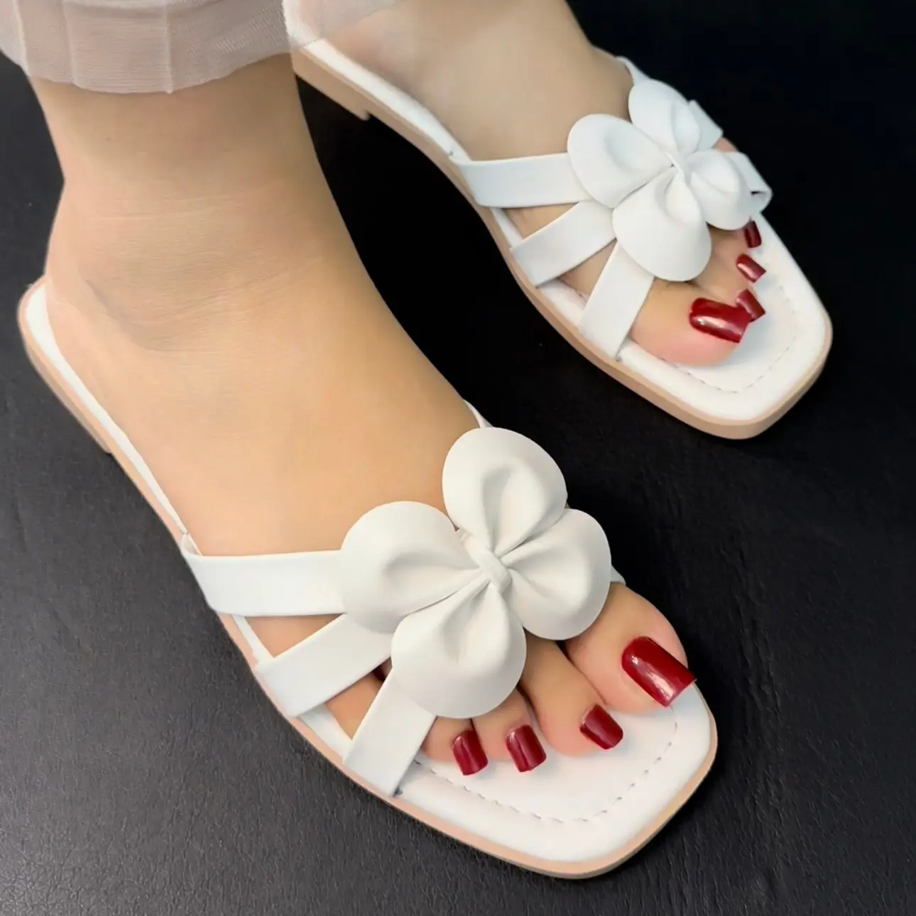 dép nữ lê quai đính hoa trẻ trung dễ thương _ MÃ 28 - DéP Nhung Shoes GiàY