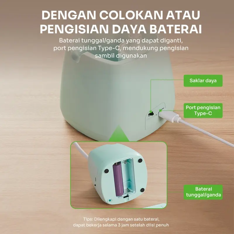 ROBOT Lampu Meja Belajar RT-DL02 Fleksibel Rechargeable Multifungsi - Garansi 1 Tahun 6