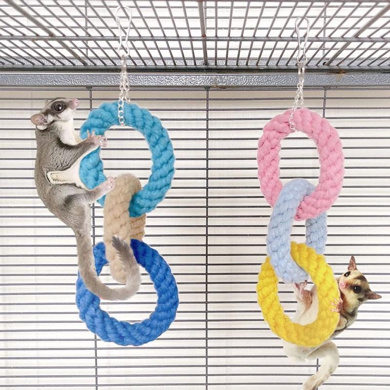 Product Introduction of thetoo Exercise DIY Play Toys Set Cotton Rope Bird Rope Hanging Sugar Glider Cage Accessories Hamster Toy Climbing Rope Toys 10