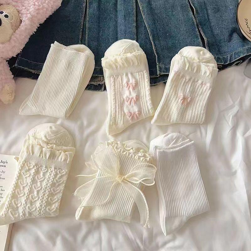 Product Introduction of Tất Lolita, 1 Đôi, Có Nơ, Ống Giữa, Phong Cách Preppy, Tất Công Chúa, Thời Trang Đường Phố JK vớ  da 16