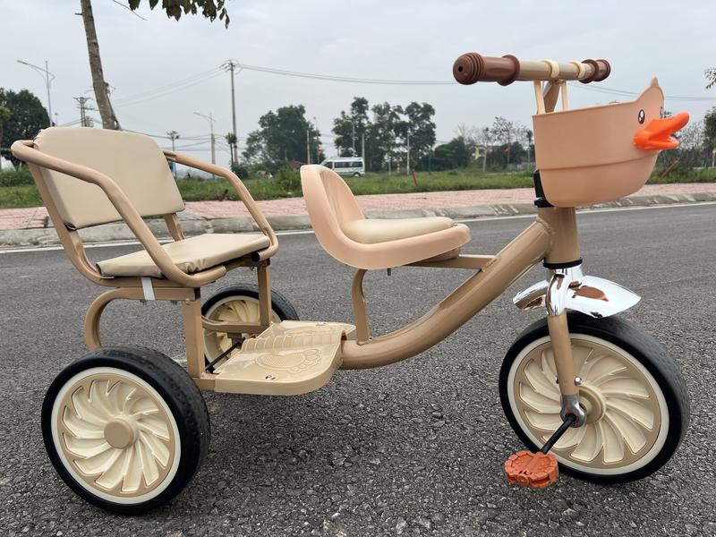 Xe xích lô, xe đạp 3 bánh 2 chỗ ngồi lót đệm cho bé từ 2-8 tuổi