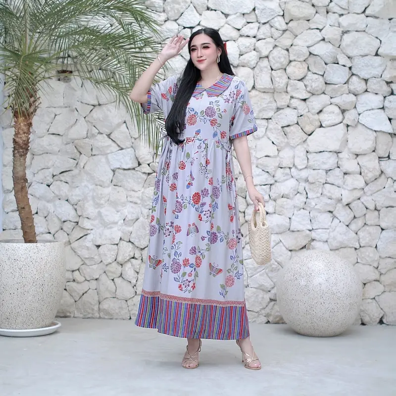 [Djuragan Daster] DRESS BUNGA RANTING LD 110cm By ALESHA BATIK Rayon busui Cantik Casual regular gaun kasual 3