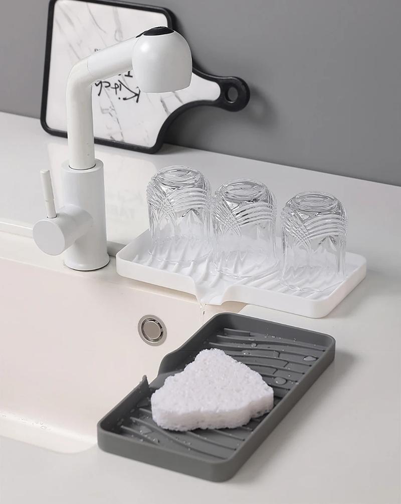 Product Introduction of Self Draining Soap Bar Holder Silicone Kitchen Sink Soap Dish Sponge Tray Counter Caddy Organizer for Dish Soap Dispenser 21