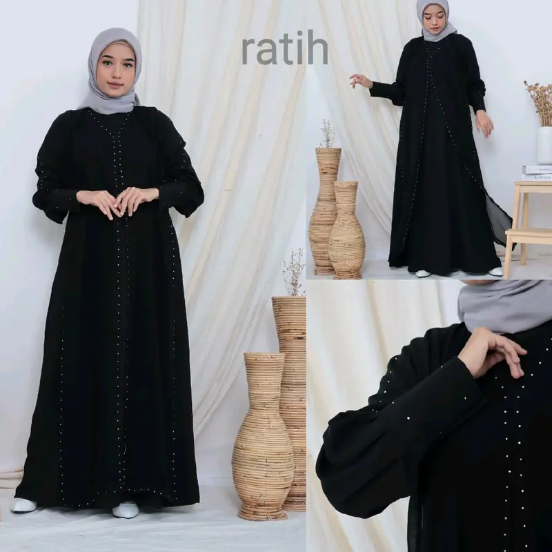 Abaya Hitam Gamis mix Sifon Saudi and mata2 blink Dubai Ratih 0